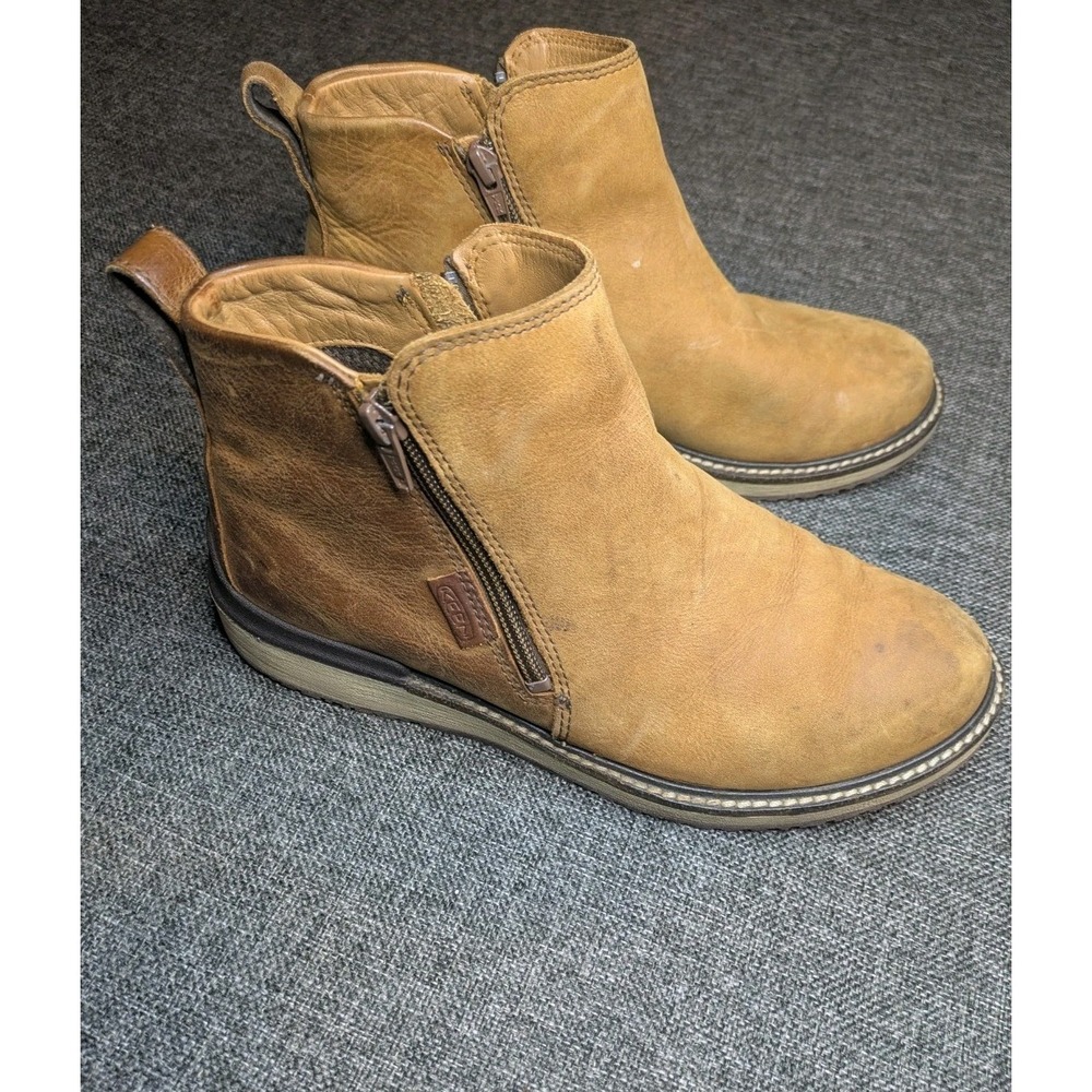 Keen Bailey Cognac Zip Ankle Boots Womens Brown Leather Classic Size 10 US Shoes